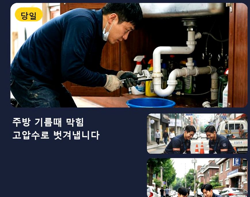 성남시중원구 상대원동 베란다 배수구막힘 긴급출동 현장 작업 사진 - 배관해결사
