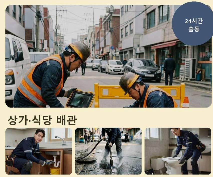 성남시중원구 성남동 고압세척 고압세척·관통 작업 모습