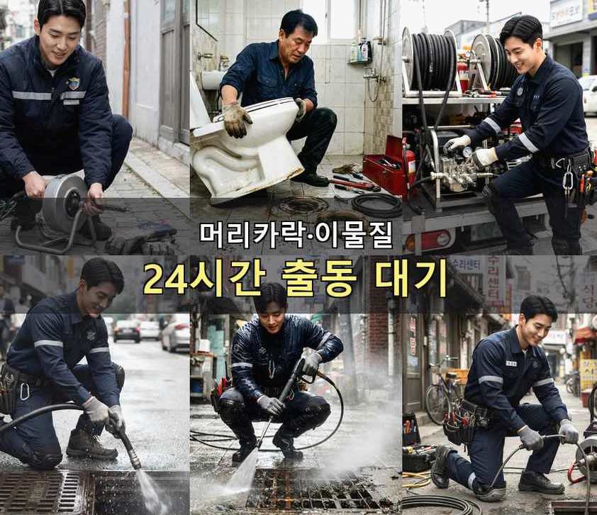 부천시원미구 상동 세탁기 배수구막힘 비용 현장 작업 사진 - 배관해결사