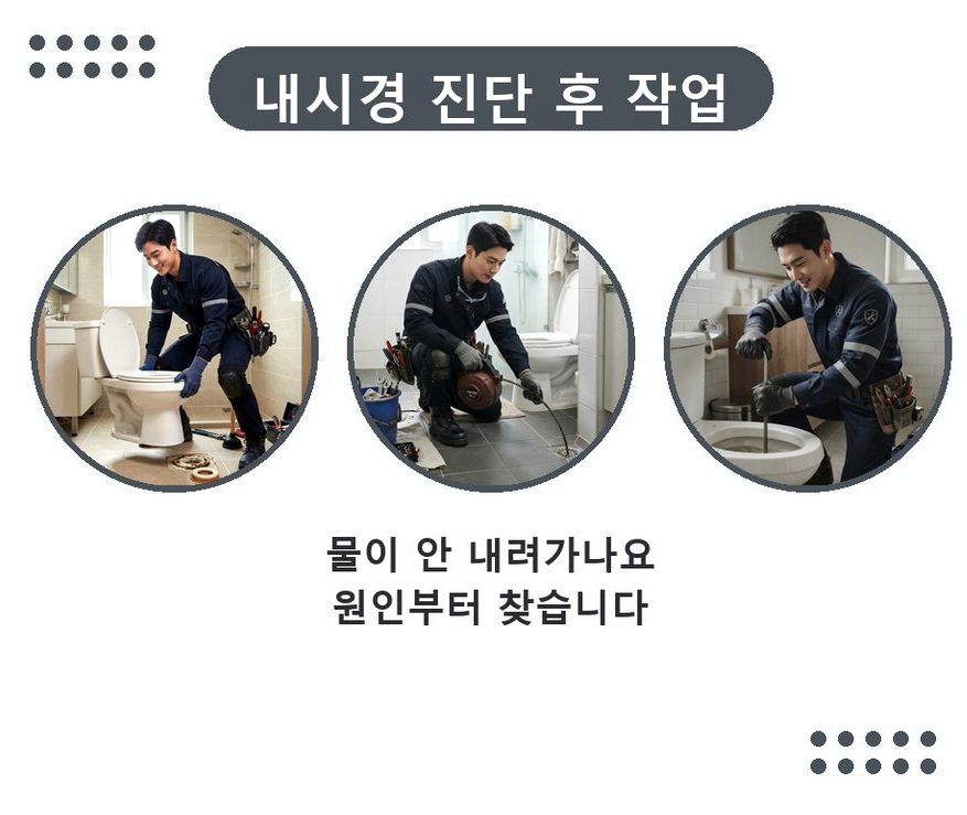 부천시원미구 상동 욕실 배수구막힘 야간 출동 현장 작업 사진 - 배관해결사