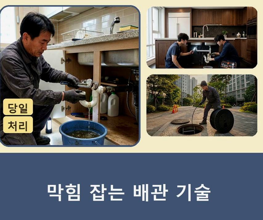 부천시원미구 상동 주방 하수구막힘 빠른 해결 현장 작업 사진 - 배관해결사