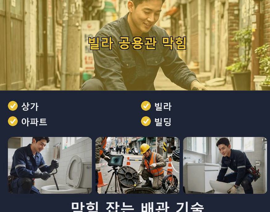 부천시원미구 상동 오수관막힘 고압세척·관통 작업 모습