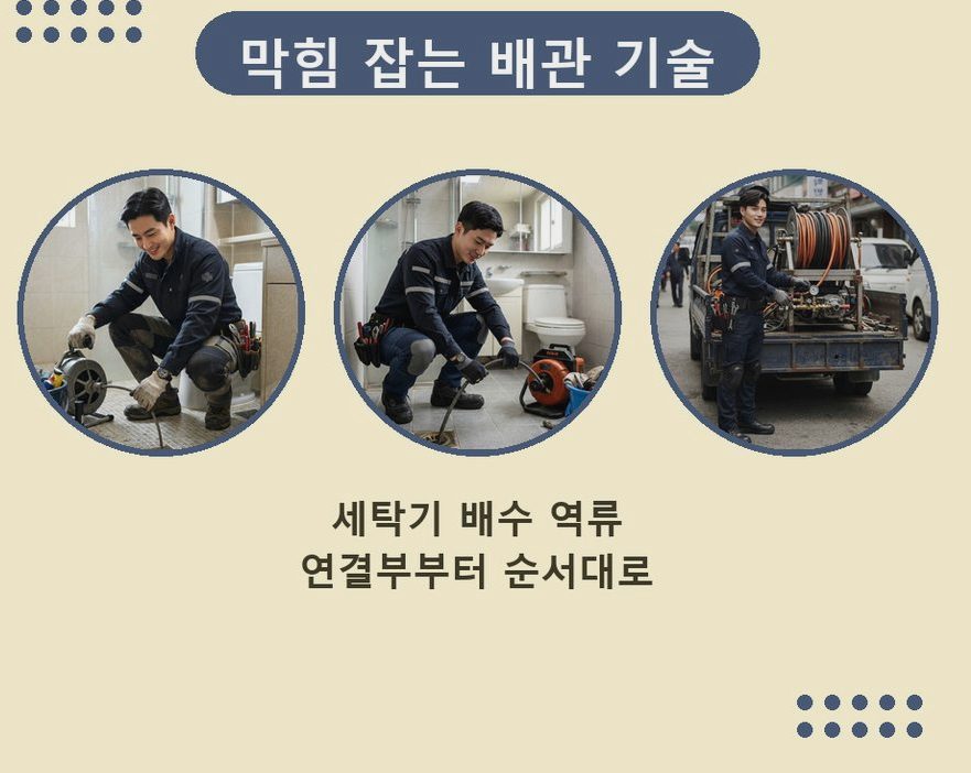 서울 마포구 성산동 하수구막힘 고압세척·관통 작업 모습