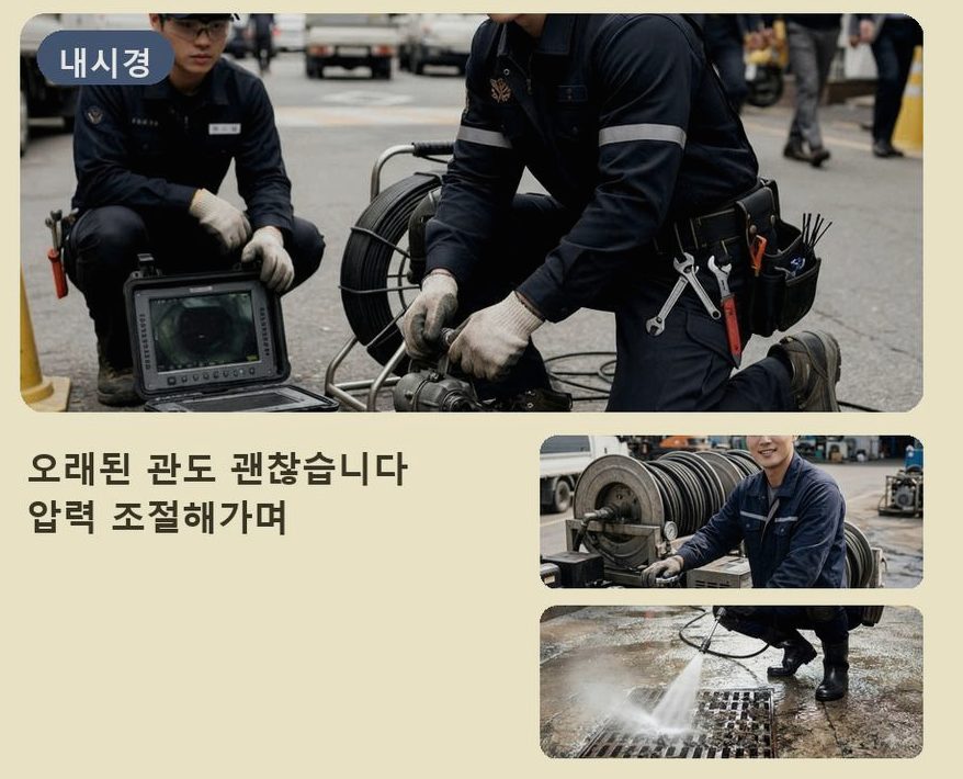 서울 은평구 구산동 고압세척 전문 업체 현장 작업 사진 - 배관해결사