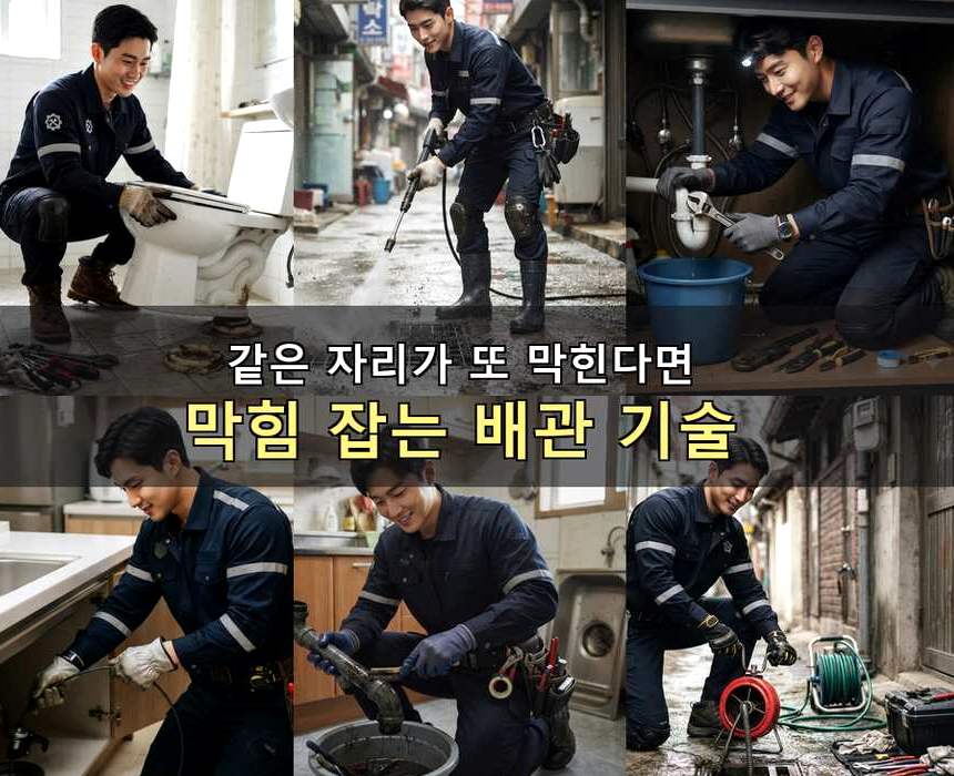 서울 은평구 구산동 욕실 배수구막힘 전문 업체 현장 작업 사진 - 배관해결사