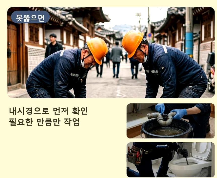 서울 은평구 신사동 베란다 배수구막힘 가격 안내 현장 작업 사진 - 배관해결사