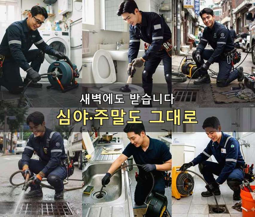 서울 은평구 진관동 배수구막힘 고압세척·관통 작업 모습