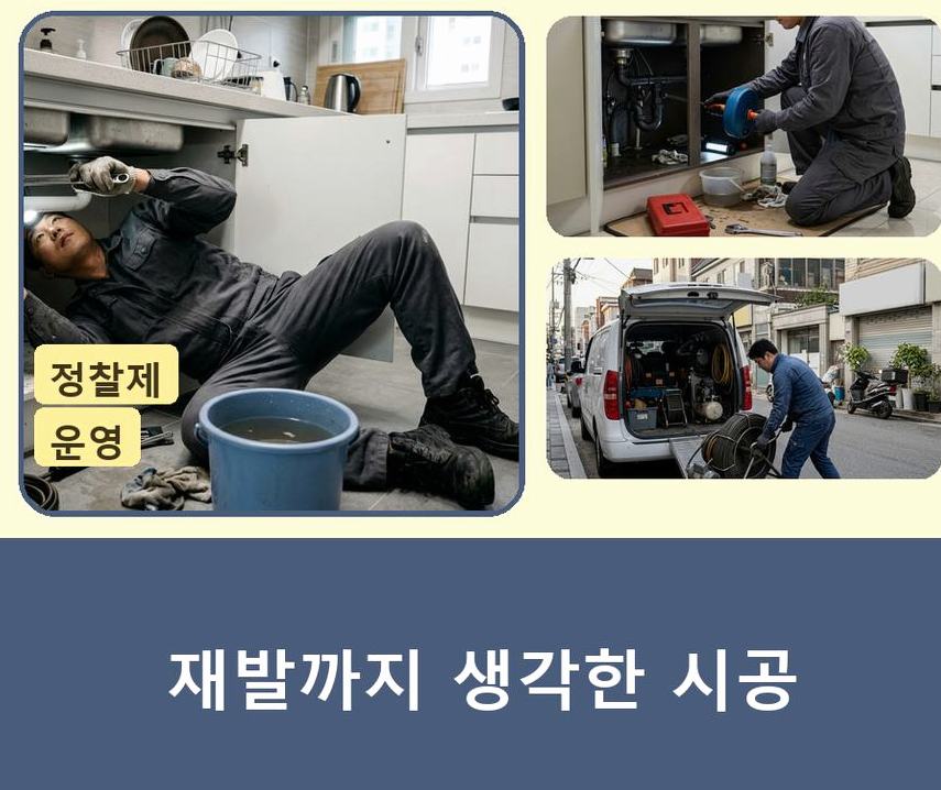 서울 은평구 신사동 세탁기 배수구막힘 비용 현장 작업 사진 - 배관해결사