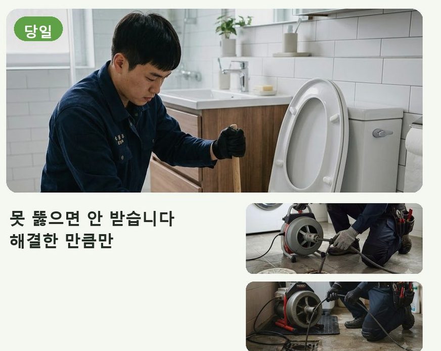 평택시 서정동 변기막힘 뚫음 현장 작업 사진 - 배관해결사