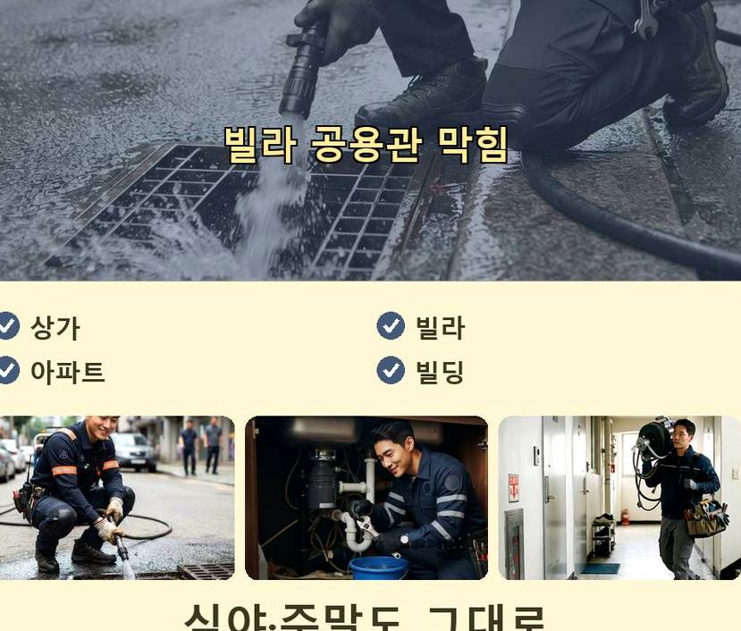 서울 서초구 서초동 고압세척 야간 출동 현장 작업 사진 - 배관해결사