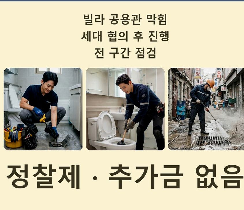서울 서초구 양재동 싱크대막힘 고압세척·관통 작업 모습