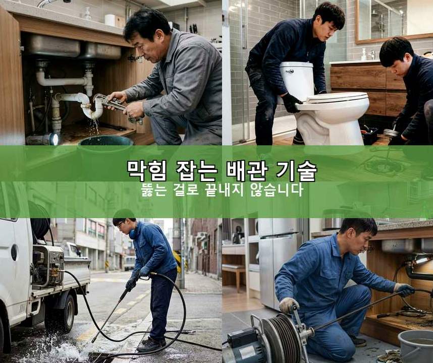 안양시만안구 석수동 베란다 배수구막힘 비용 현장 작업 사진 - 배관해결사