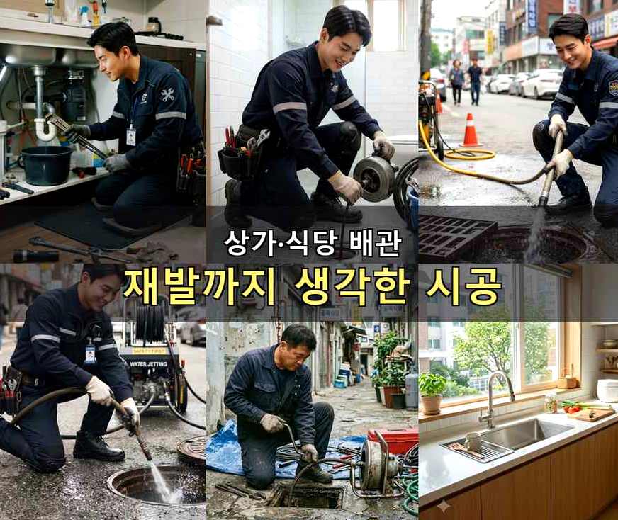 안양시만안구 석수동 하수구 역류 빠른 해결 현장 작업 사진 - 배관해결사