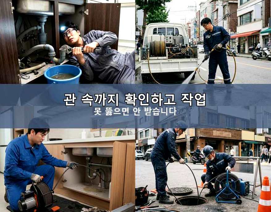 성남시분당구 운중동 변기막힘 고압세척·관통 작업 모습