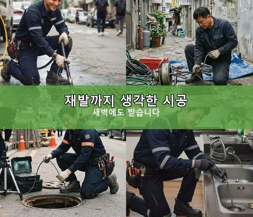 안산시단원구 선부동 변기막힘 고압세척·관통 작업 모습