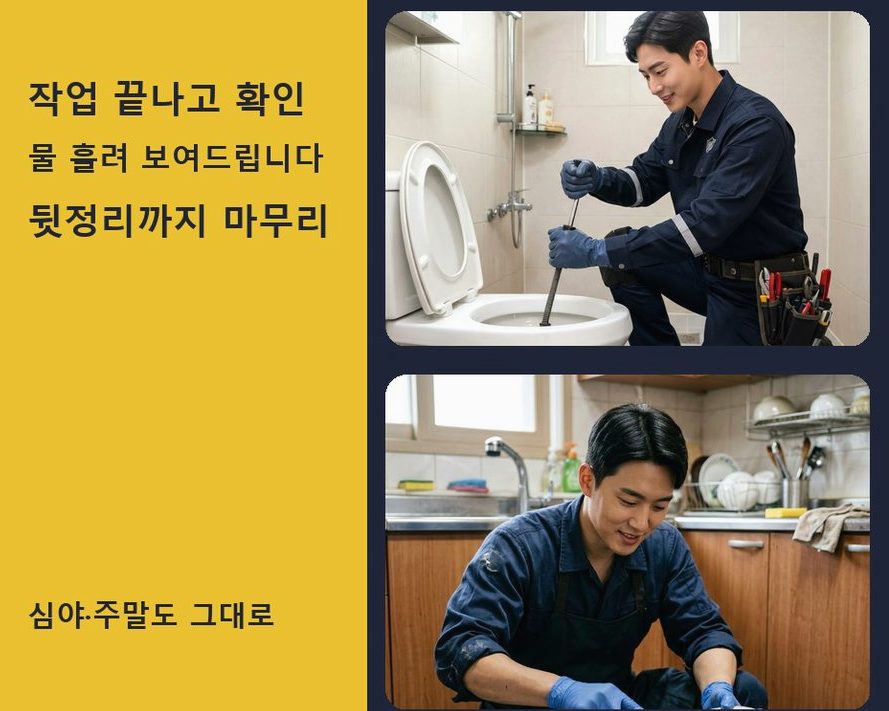 안산시단원구 성곡동 싱크대막힘 출장비 무료 현장 작업 사진 - 배관해결사