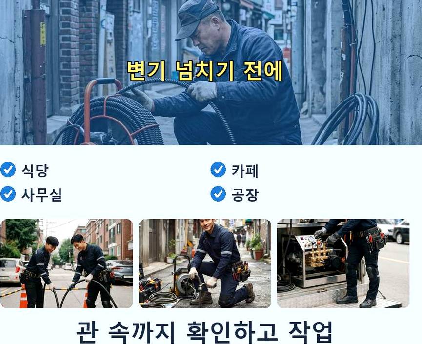 성남시중원구 성남동 배수구막힘 당일 처리 현장 작업 사진 - 배관해결사