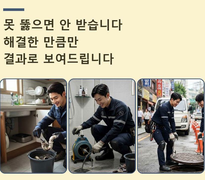 성남시중원구 성남동 하수구 역류 24시 출동 현장 작업 사진 - 배관해결사