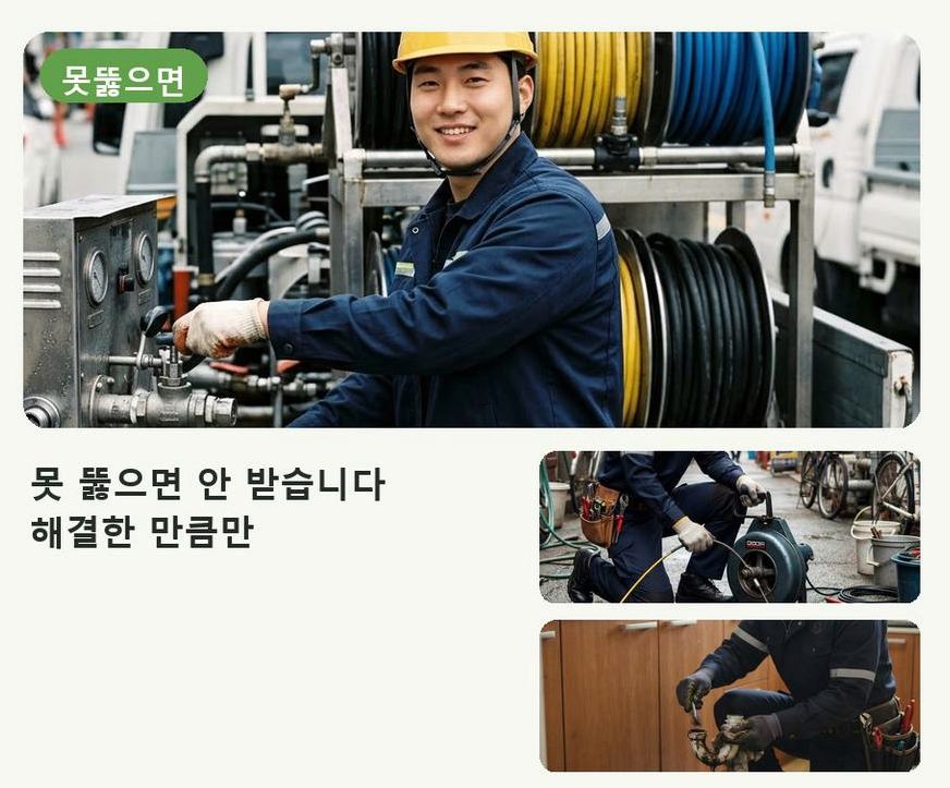 성남시분당구 동원동 배수구막힘 고압세척·관통 작업 모습