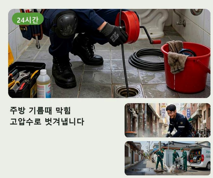 성남시분당구 금곡동 욕실 배수구막힘 24시 출동 현장 작업 사진 - 배관해결사