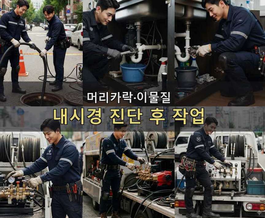 성남시중원구 갈현동 베란다 배수구막힘 원인 진단 현장 작업 사진 - 배관해결사