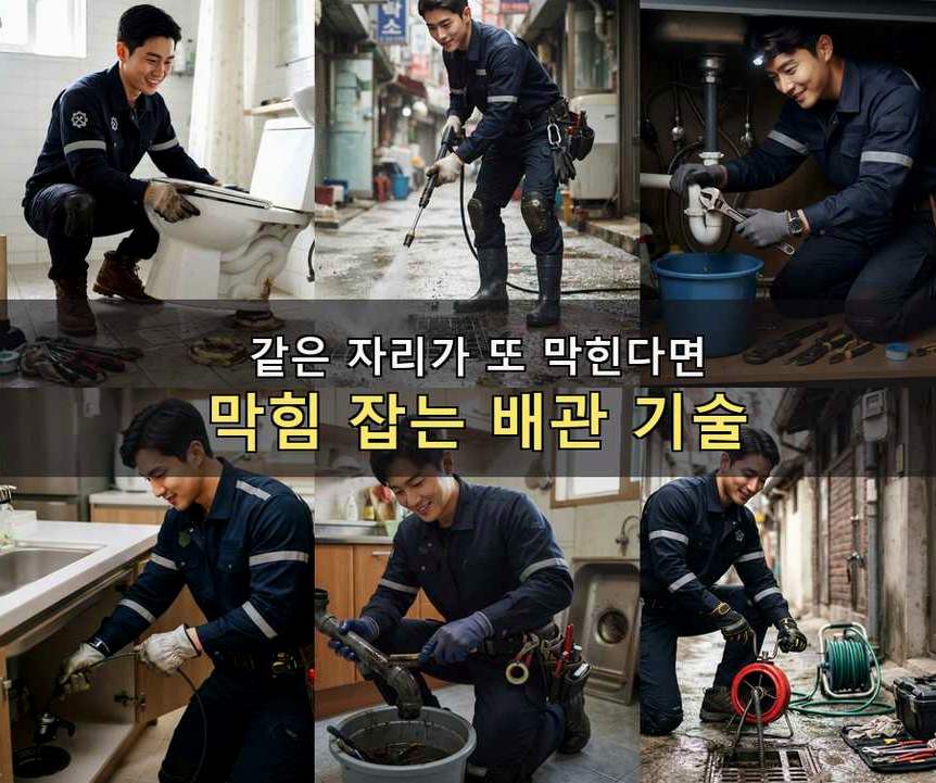 성남시중원구 갈현동 오수관막힘 업체 현장 작업 사진 - 배관해결사