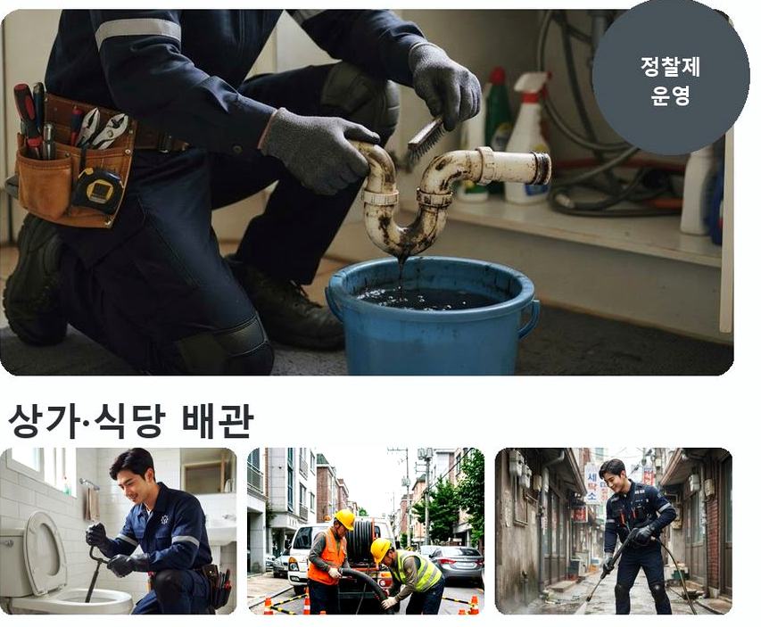 성남시중원구 갈현동 주방 하수구막힘 업체 현장 작업 사진 - 배관해결사