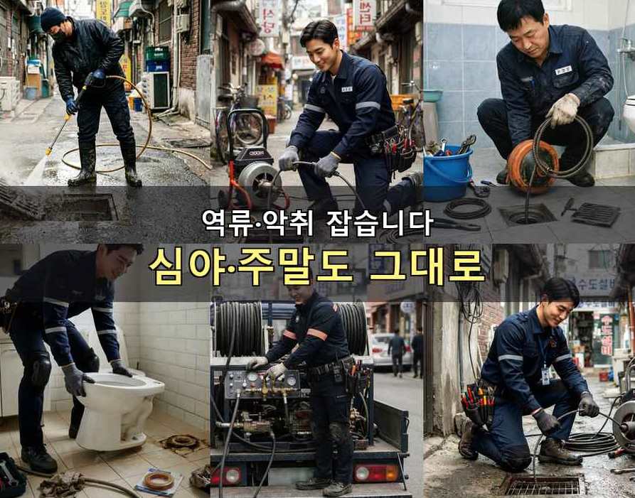 성남시중원구 갈현동 하수구 냄새 원인 진단 현장 작업 사진 - 배관해결사