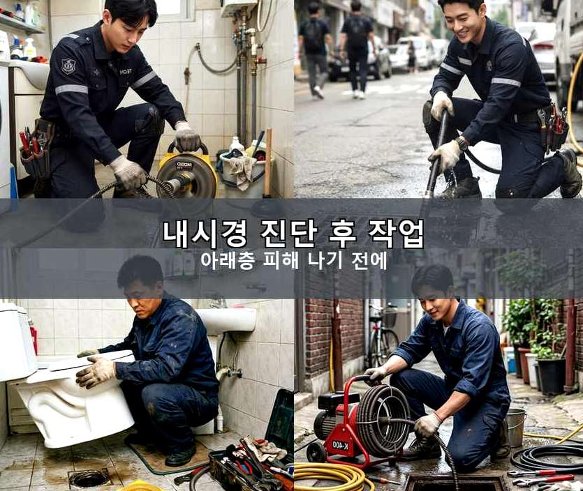 부천시소사구 심곡본동 싱크대막힘 고압세척·관통 작업 모습