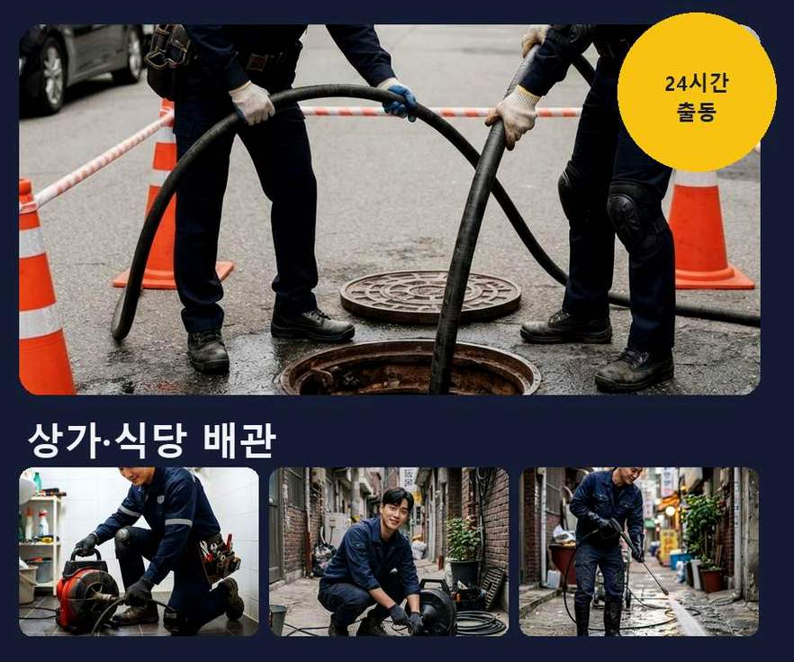 군포시 속달동 싱크대막힘 24시 출동 현장 작업 사진 - 배관해결사
