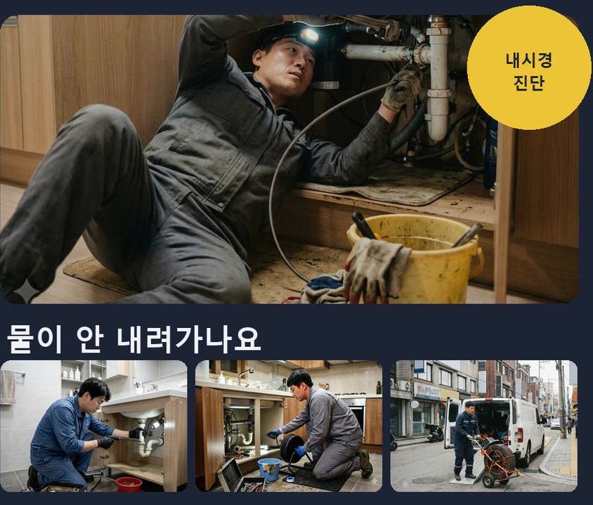 서울 강북구 송중동 싱크대막힘 빠른 해결 현장 작업 사진 - 배관해결사