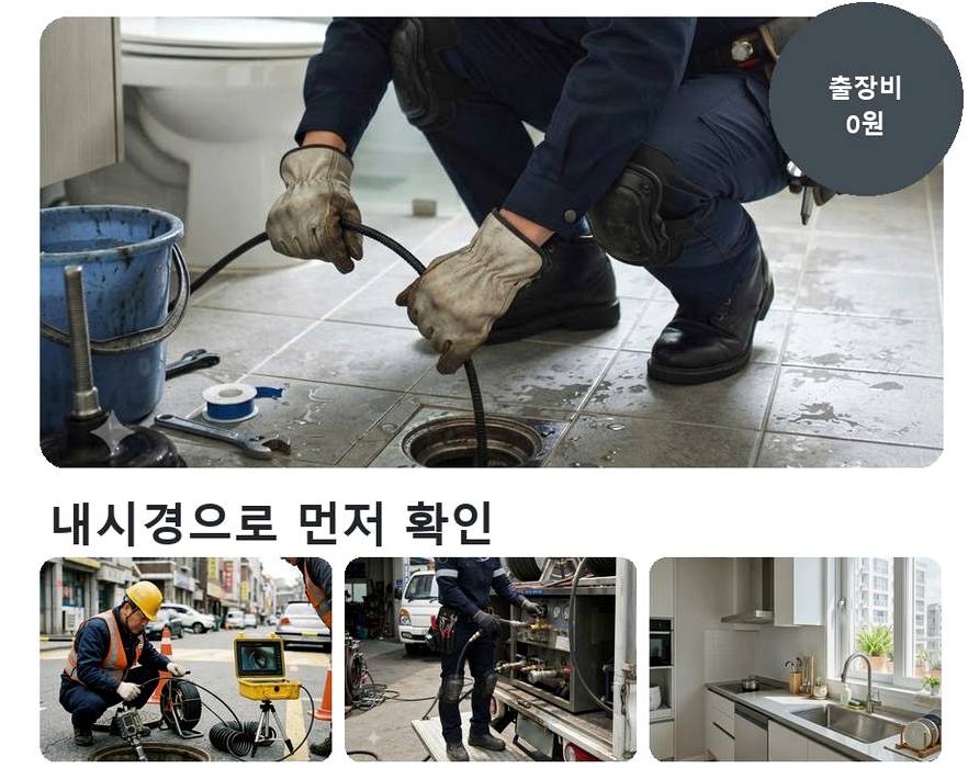 서울 강북구 송천동 세탁기 배수구막힘 원인 진단 현장 작업 사진 - 배관해결사