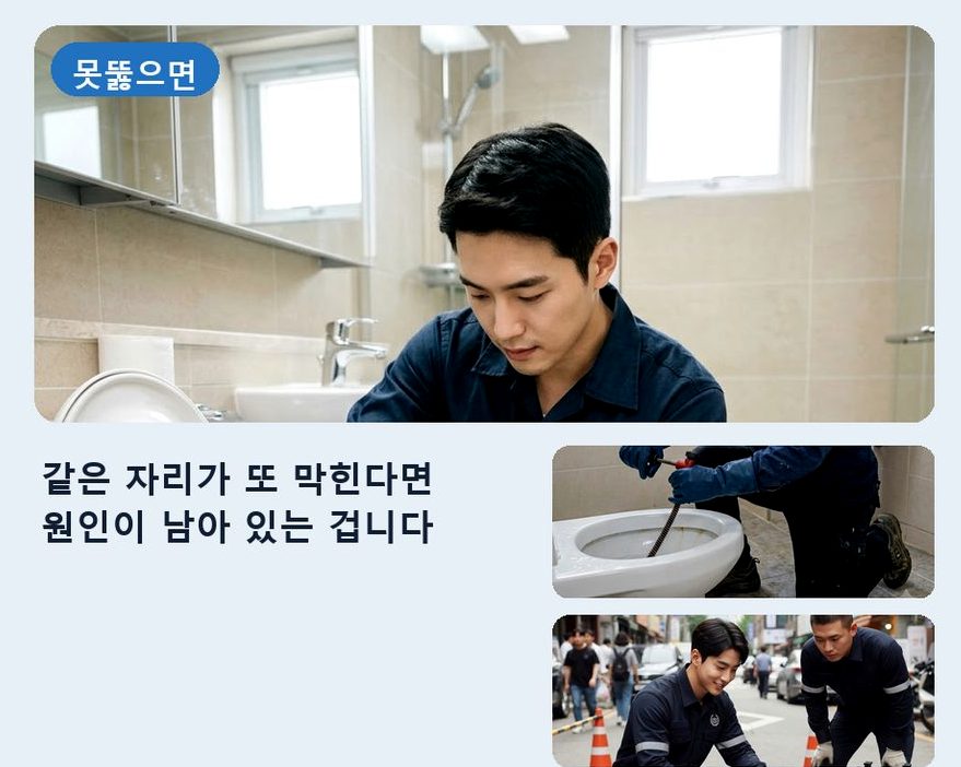 서울 강북구 송천동 하수구 냄새 긴급출동 현장 작업 사진 - 배관해결사