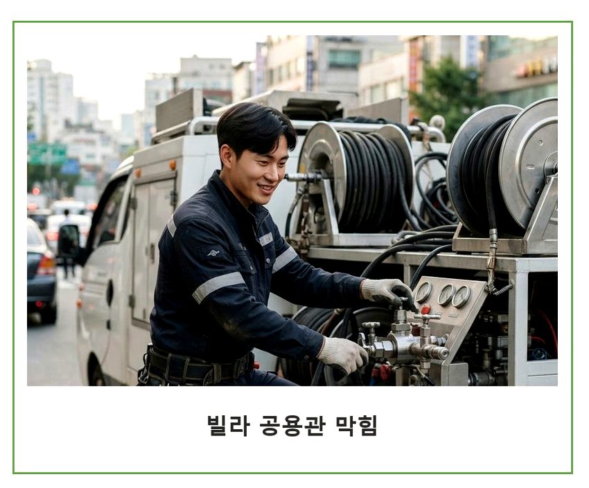 서울 송파구 마천동 오수관막힘 고압세척·관통 작업 모습