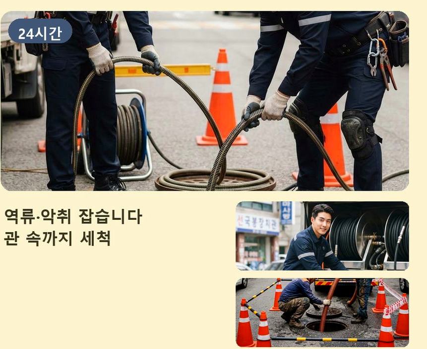 성남시분당구 수내동 하수구막힘 업체 현장 작업 사진 - 배관해결사