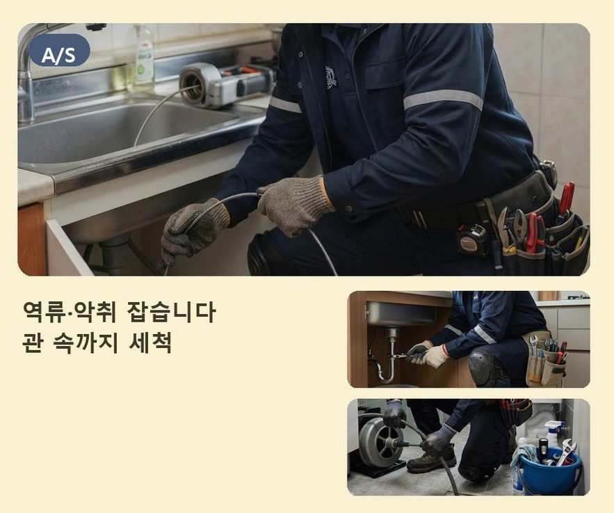 서울 강북구 수유동 변기막힘 뚫음 현장 작업 사진 - 배관해결사