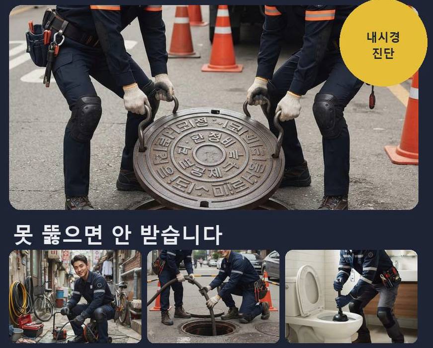 서울 강북구 수유동 오수관막힘 출장비 무료 현장 작업 사진 - 배관해결사