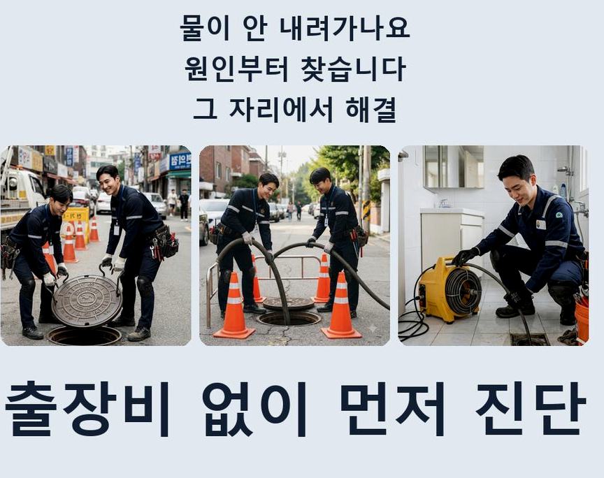 서울 강북구 수유동 하수구 역류 24시 출동 현장 작업 사진 - 배관해결사