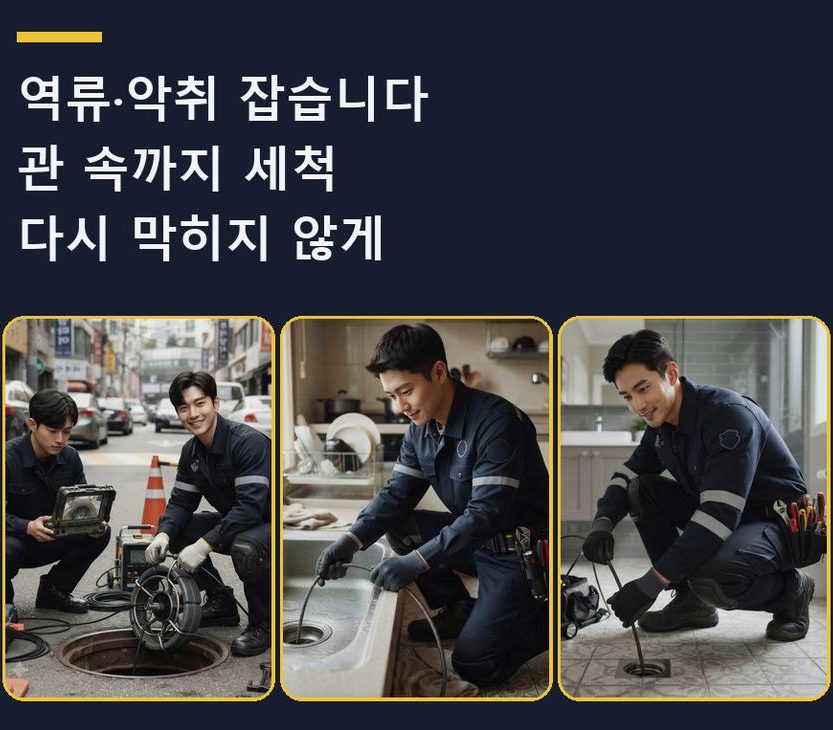 구리시 수택동 하수구 역류 빠른 해결 현장 작업 사진 - 배관해결사