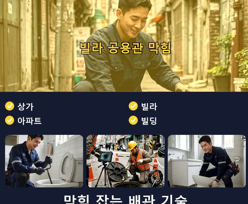 서울 중구 수하동 배수구막힘 가격 안내 현장 작업 사진 - 배관해결사