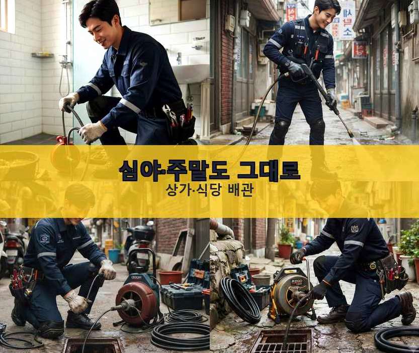 서울 용산구 신계동 배수구막힘 긴급출동 현장 작업 사진 - 배관해결사