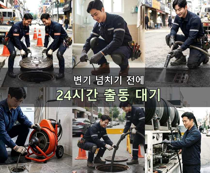 서울 용산구 청파동 싱크대막힘 고압세척·관통 작업 모습