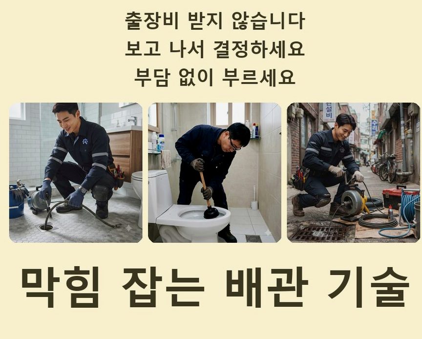 평택시 장당동 싱크대막힘 고압세척·관통 작업 모습