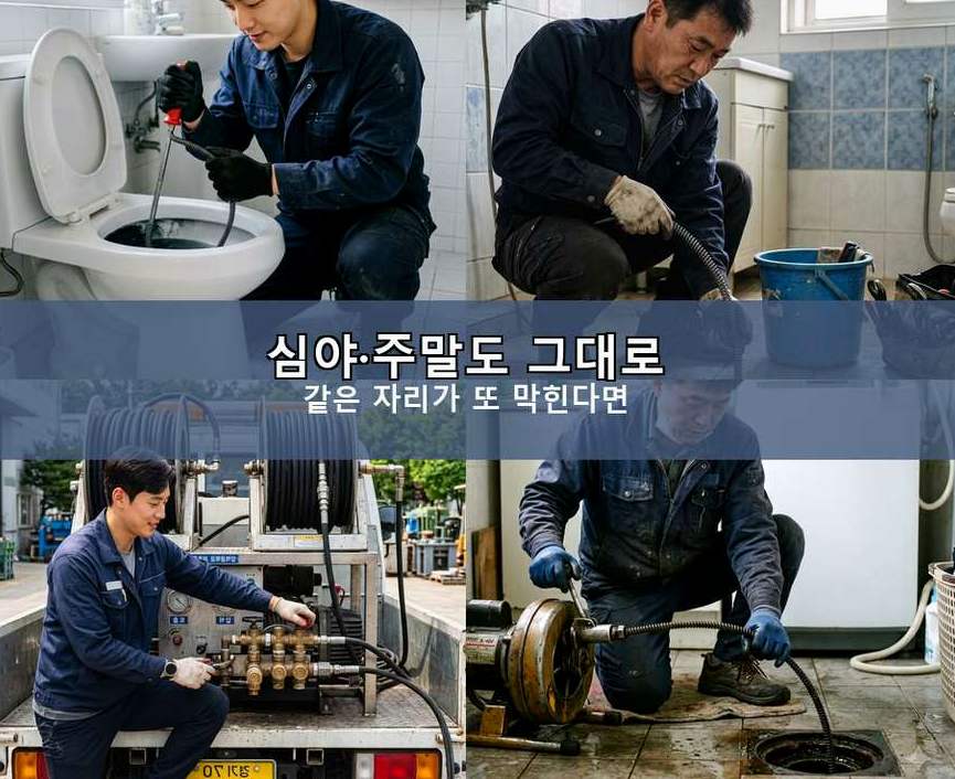 이천시 신둔면고척리 변기막힘 당일 처리 현장 작업 사진 - 배관해결사