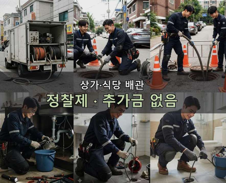 서울 용산구 신창동 배수구막힘 당일 처리 현장 작업 사진 - 배관해결사