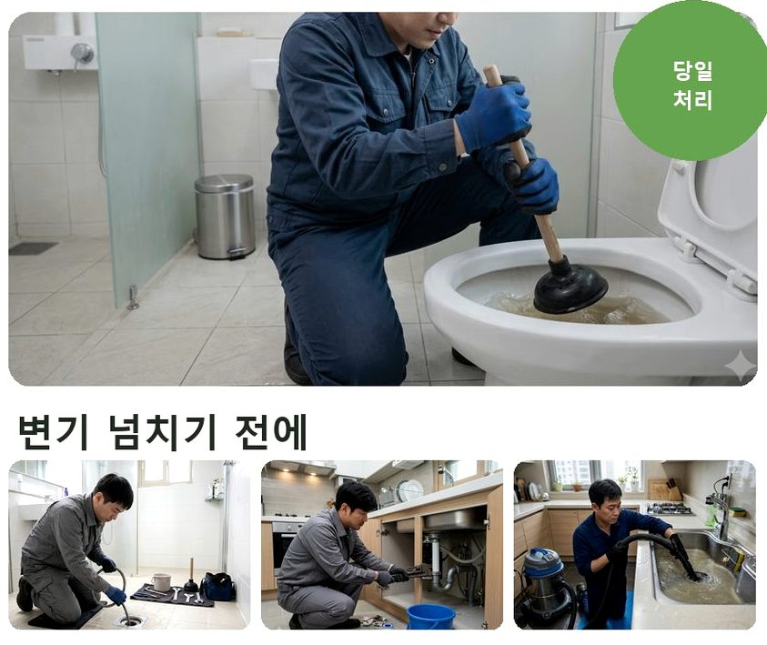 부천시원미구 심곡동 고압세척 출장비 무료 현장 작업 사진 - 배관해결사