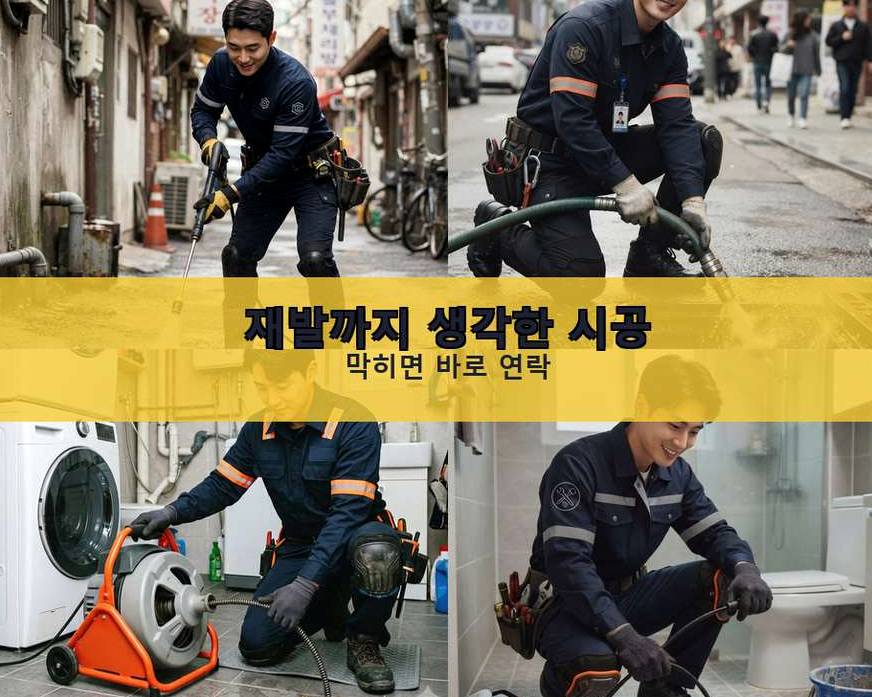 부천시원미구 심곡동 세탁기 배수구막힘 당일 처리 현장 작업 사진 - 배관해결사