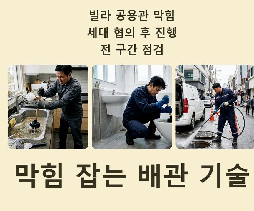 부천시원미구 심곡동 오수관막힘 고압세척·관통 작업 모습