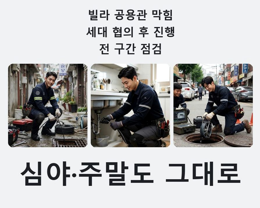 부천시원미구 심곡동 하수구 냄새 뚫음 현장 작업 사진 - 배관해결사