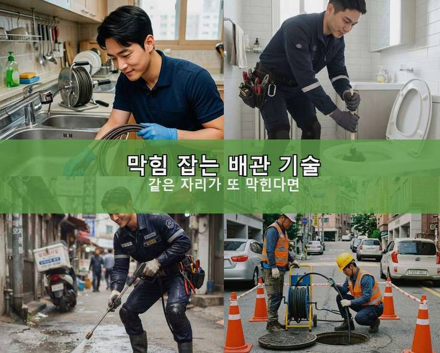 부천시소사구 범박동 싱크대막힘 고압세척·관통 작업 모습